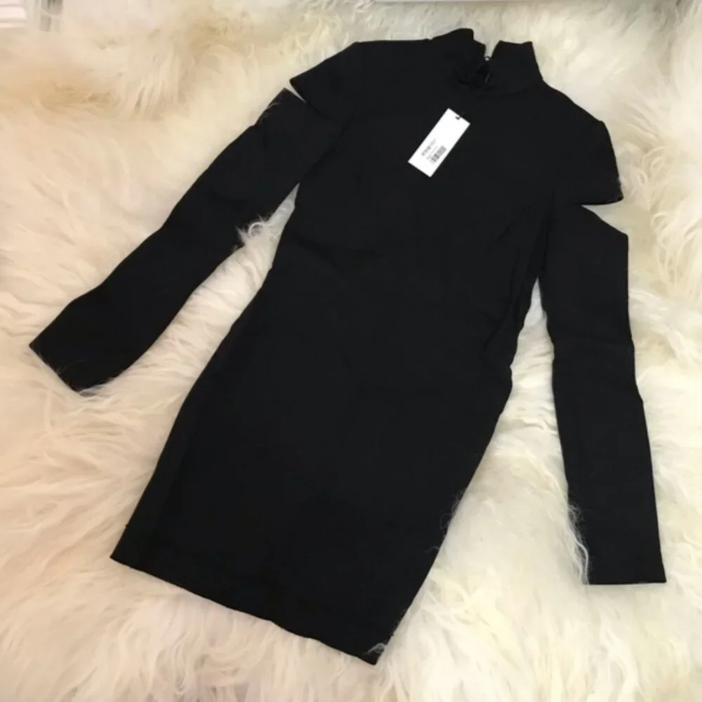 Helmut Lang Long Cutout Sleeve Wool Blend Dress - Picture 6 of 7